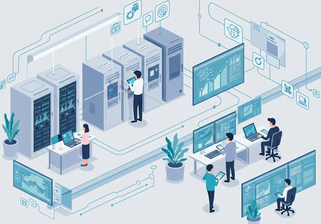 Illustration of scientists and engineers innovating